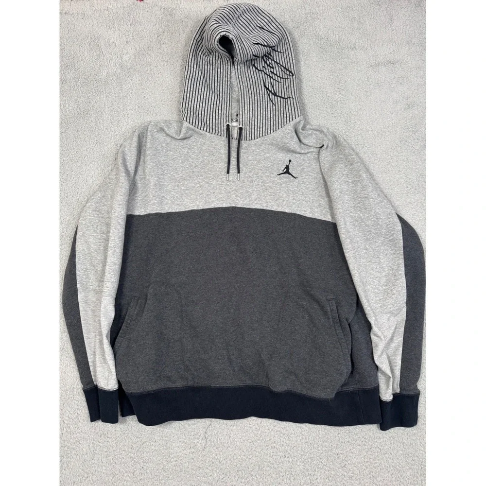 Nike Jordan Men's 3XL Jumpman‎ Hoodie Sweatshirt Flight Hood Gray Black Striped